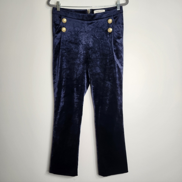 Pierre Balmain Dark Blue Velour 4 Button Highrise Straight Leg Pants Size 40 EU - Picture 2 of 16
